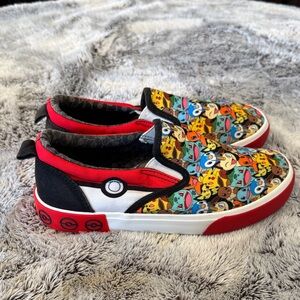 Ground Up Pokémon Slip On Sneakers Low Top Boys 4 Multicolor Character Graphic